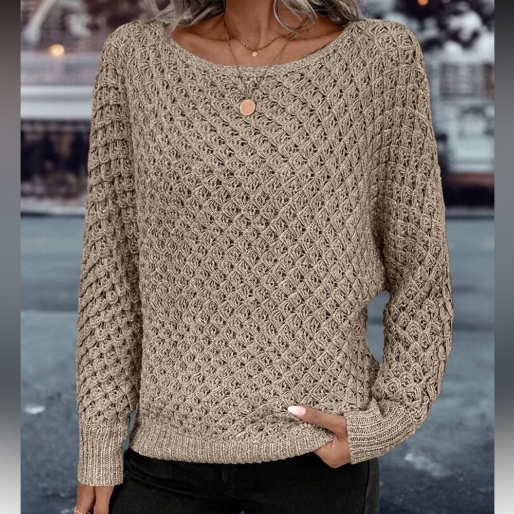 New Beige Knit long sleeve Sweater